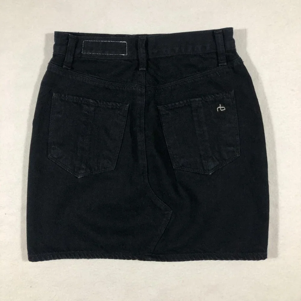Rag & Bone Womens 24 Black Denim Jean Skirt W1B05O160BLK Cotton Blend